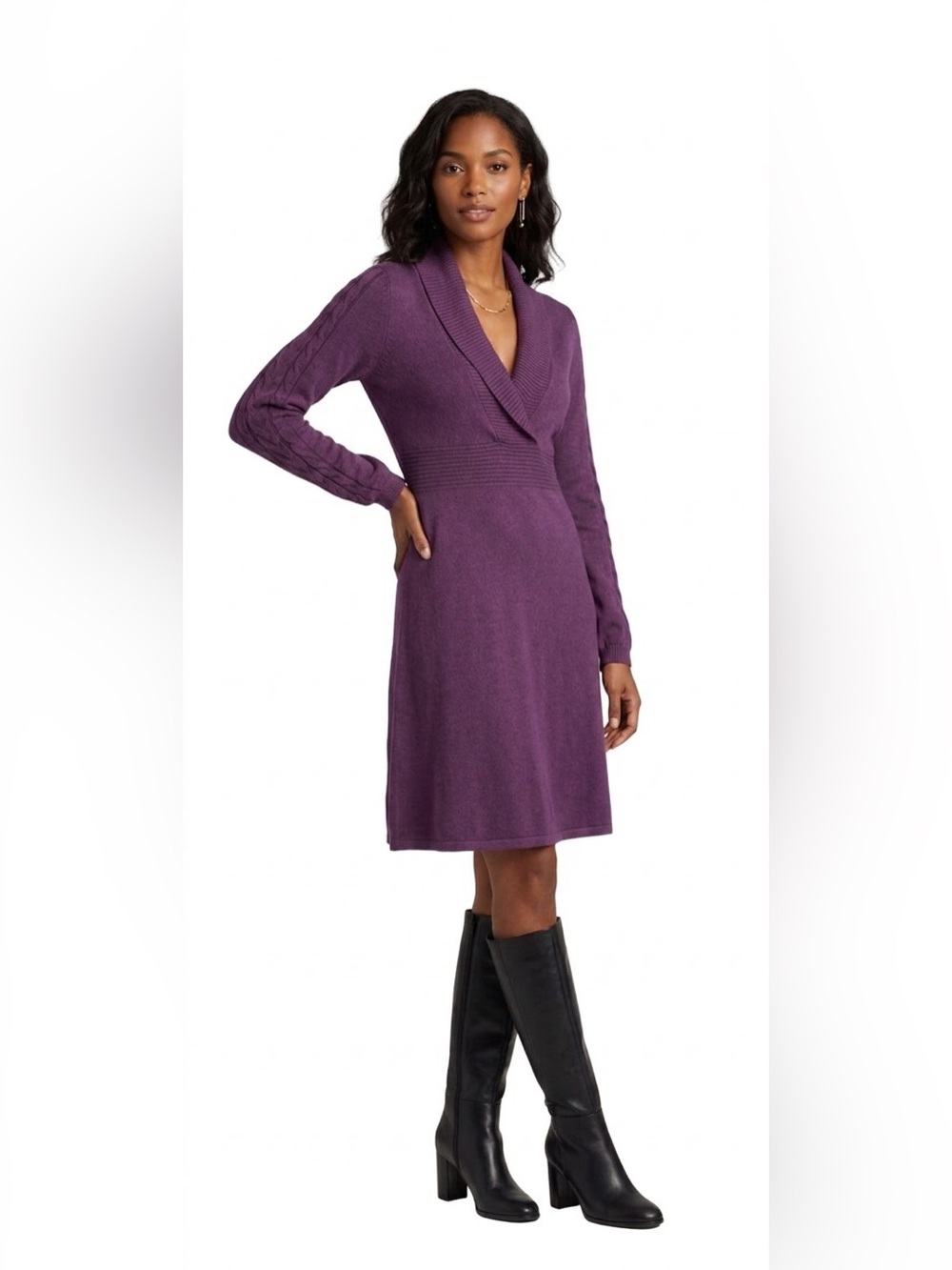 NWOT Nine West, Purple Long Sleeve Sweater Dress